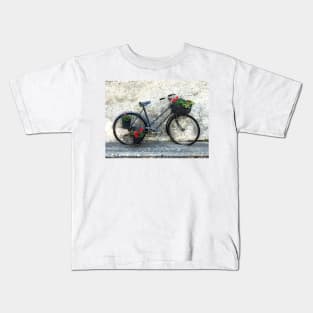 Bicycle and Flowers In France Kids T-Shirt